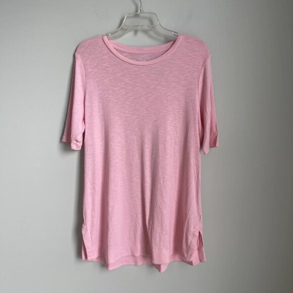J Jill Pink Short Sleeve Pima Shirttail Tunic - Picture 1 of 8